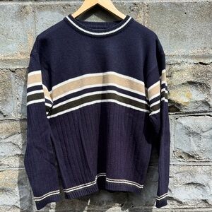 Y2K XG sweater size L navy blue skate surf ribbed vintage 2000s earth tone